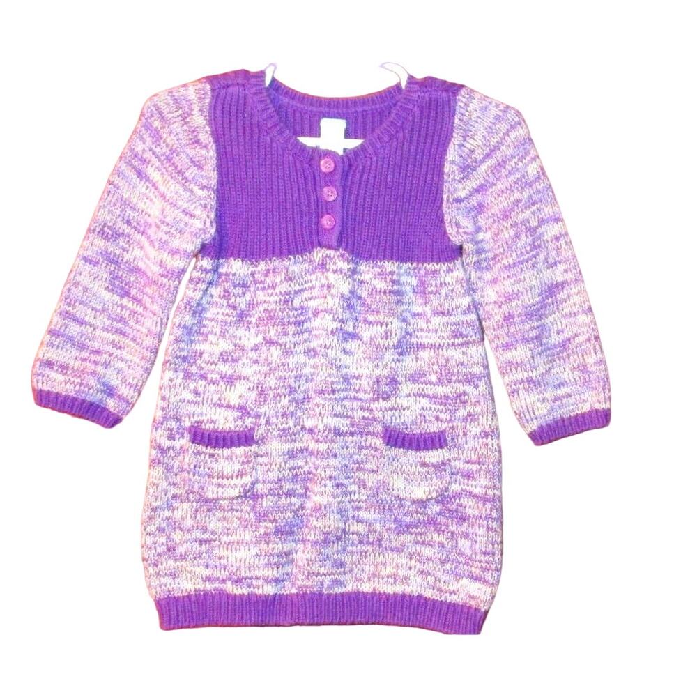 Old Navy Infant Girls Sweater Dress Lavender Cotton Knit Pockets Size 6–12 Mos